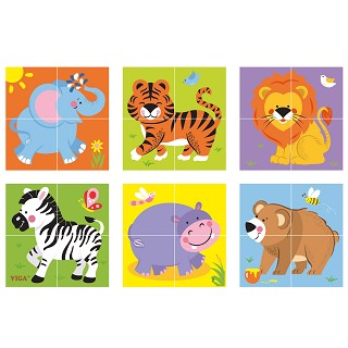 Cube puzzle - wild animals - 4 pieces